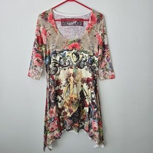 Y2K Fairy Queen Floral Tunic Handkerchief Dress Made in LA